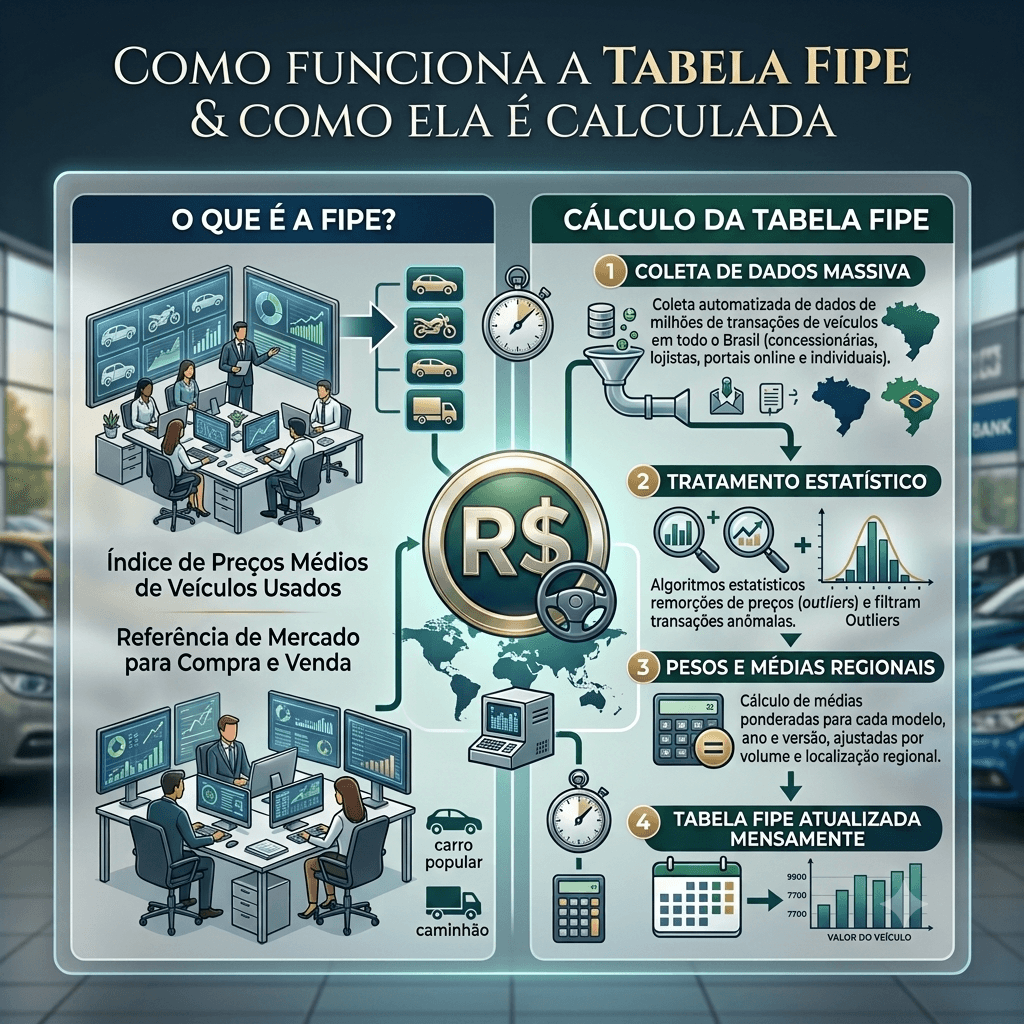 Tela de consulta da Tabela FIPE com campos de marca, modelo e ano selecionados