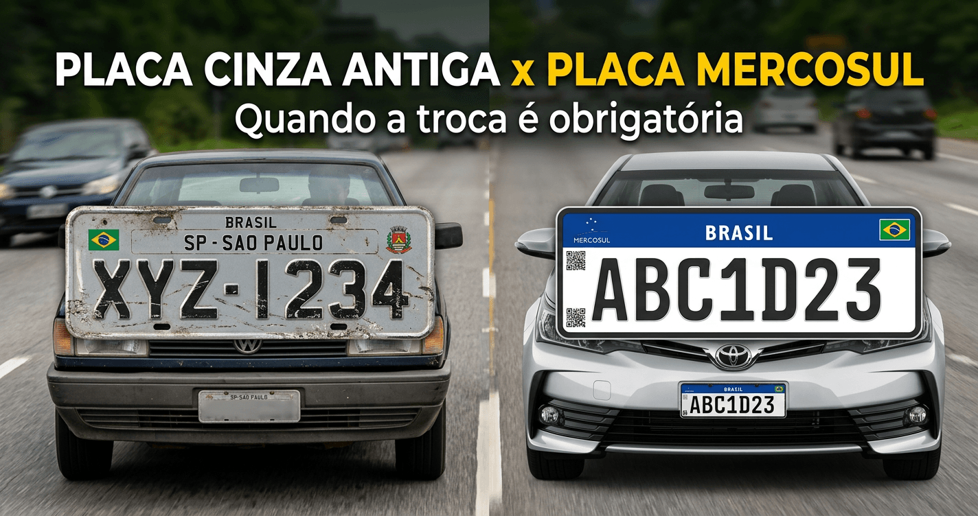 Placa cinza antiga x placa Mercosul: quando a troca é obrigatória